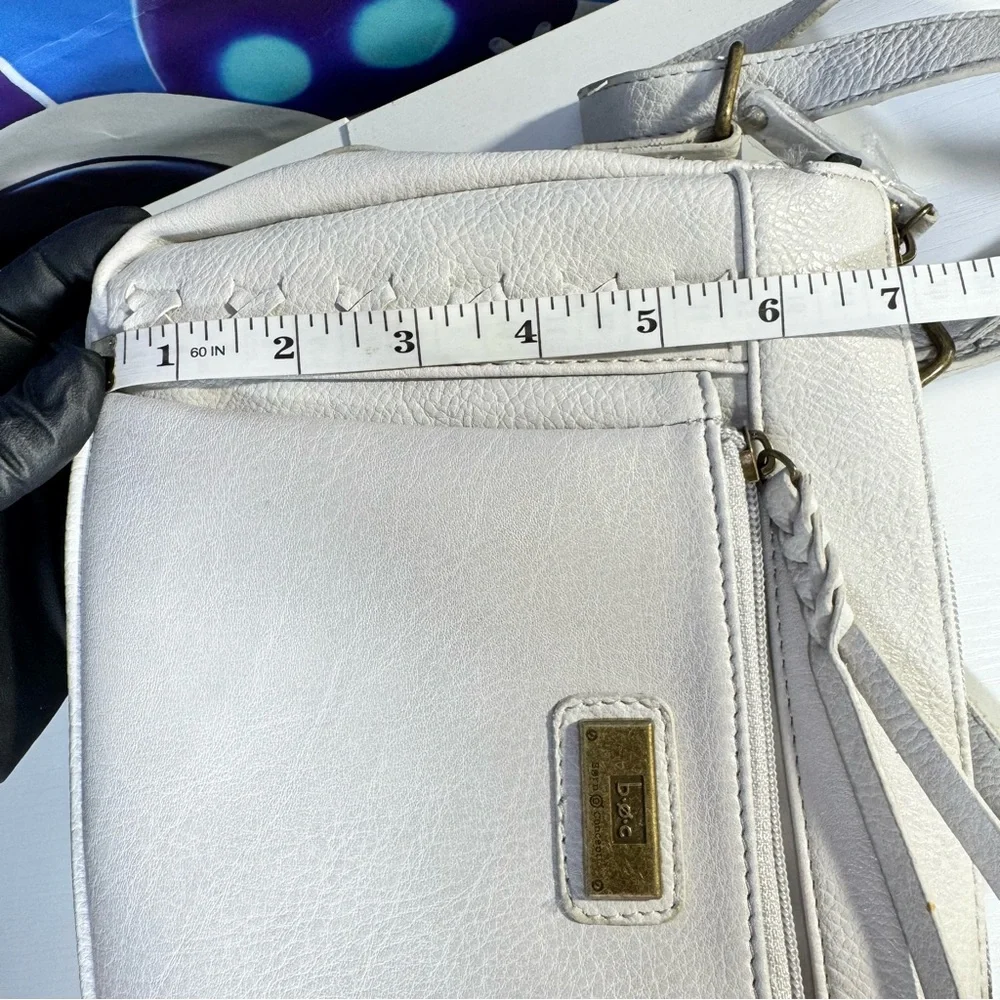 B.O.C.Light GrayCrossbody Bag Faux Leather Purse Small Zip Pocket Boho Stitching